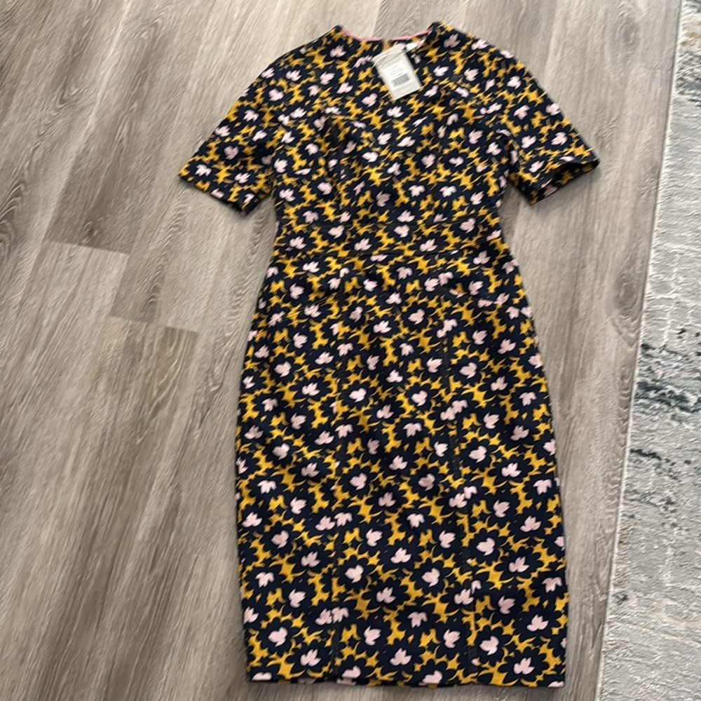 BODEN Louise Textured Midi Dress Tuscan Sun Bloom Stamp Print Size 6 - Picture 4 of 5